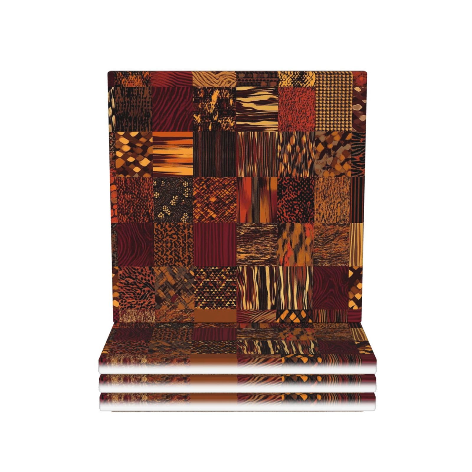 Drink Coasters Set of 4 Coffee Ceramic Coaster African Style Patchwork Coasters for Drinks Coffee Cup Mat Heat Resistant Tabletop Protection Coaster Desk Accessorie Home Decorative