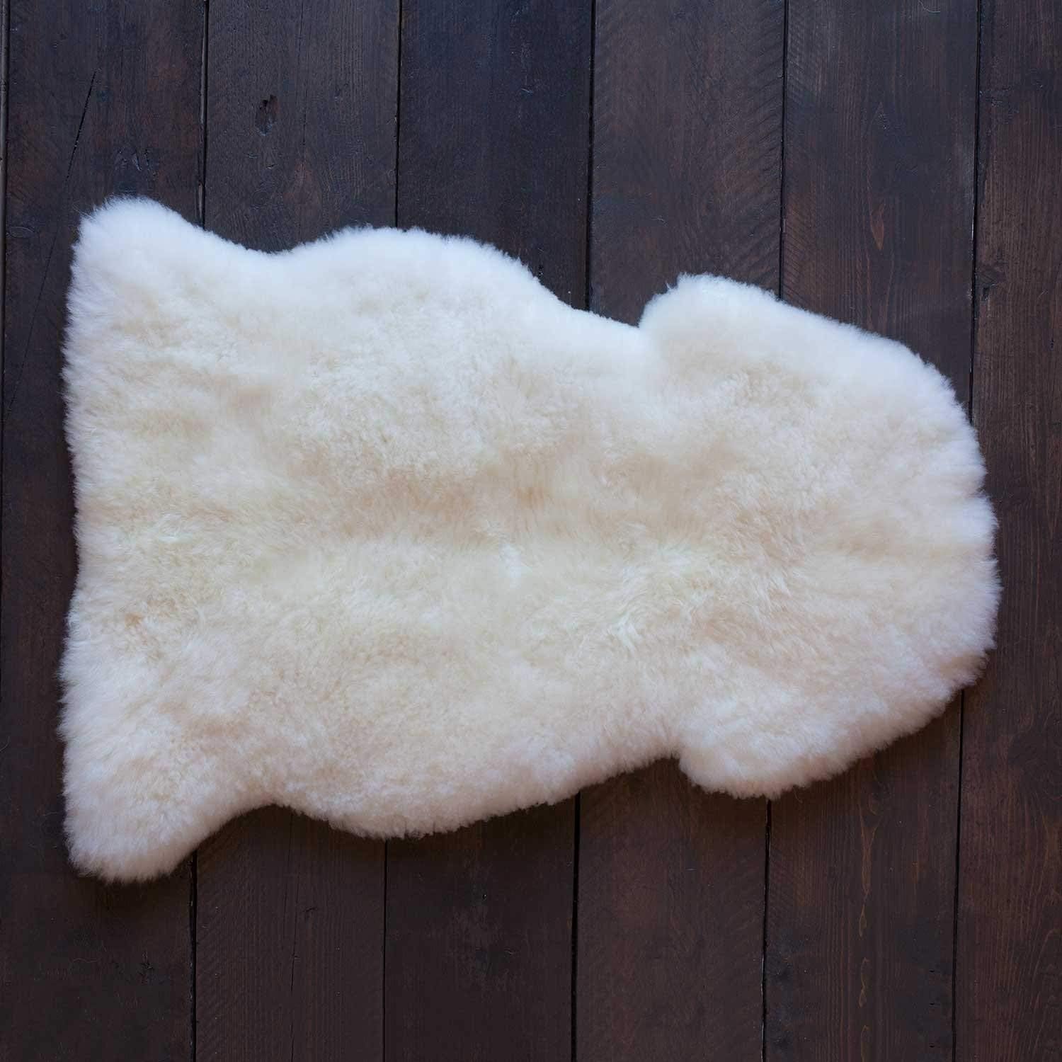 Meshnew Genuine Australian Sheepskin Rug Ivory White Sheep Skin Rugs Single Pelt Natural 2ft X 3ft (60 cm X 91.4 cm) | Natural Sheep Skin