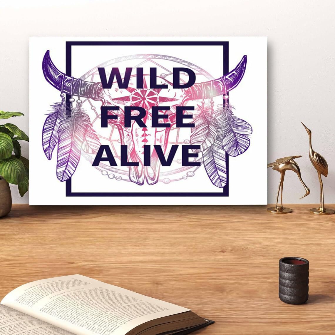 GADGETS WRAP Canvas Gallery Wrap Framed for Home Office Studio Living Room Decoration (14x11inch) - Wlid Free Alive Feathers Art