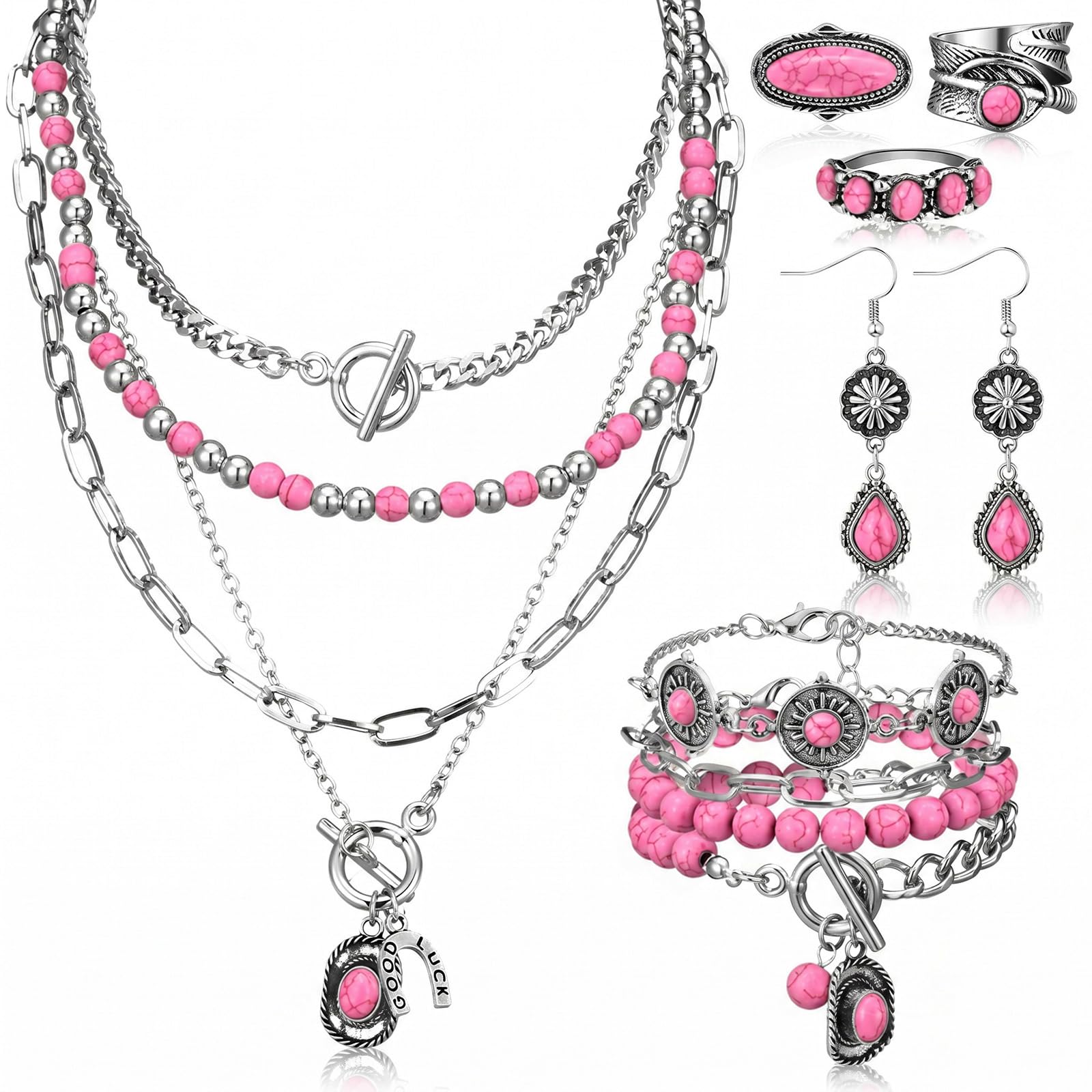 Ecally Western Turquoise Jewelry Set for Women