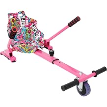 Hoverboard Seat Attachment Go-Kart, Red | Fits 6.5" 8" 10" Hoverboards, Sturdy Adjustable Frame, Off-Road, Hover Cart for Family Fun
