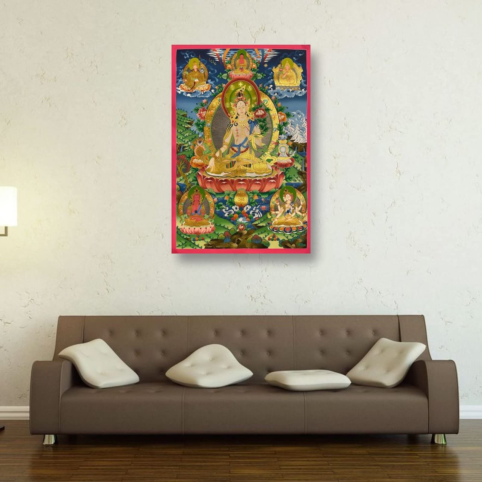 Tara bianca con Padmasambhava Buddismo Religione Meditazione Poster Decorazione per la casa Poster Decorazione da parete Camera da letto Decorativa Estetica 60 x 90 cm