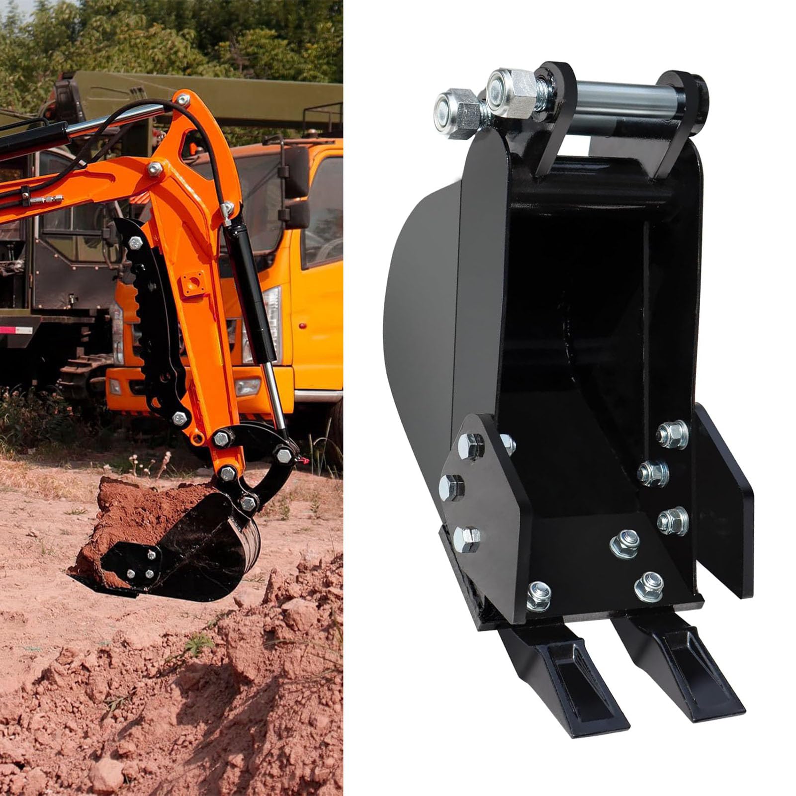 Benna da scavo stretta, 7,87 pollici Escavatore di Trincee Versatile Accessori per miniescavatore da trincea per Scavo in Acciaio Legato con Lame Rinforzate per di e Lavori di Costruzione