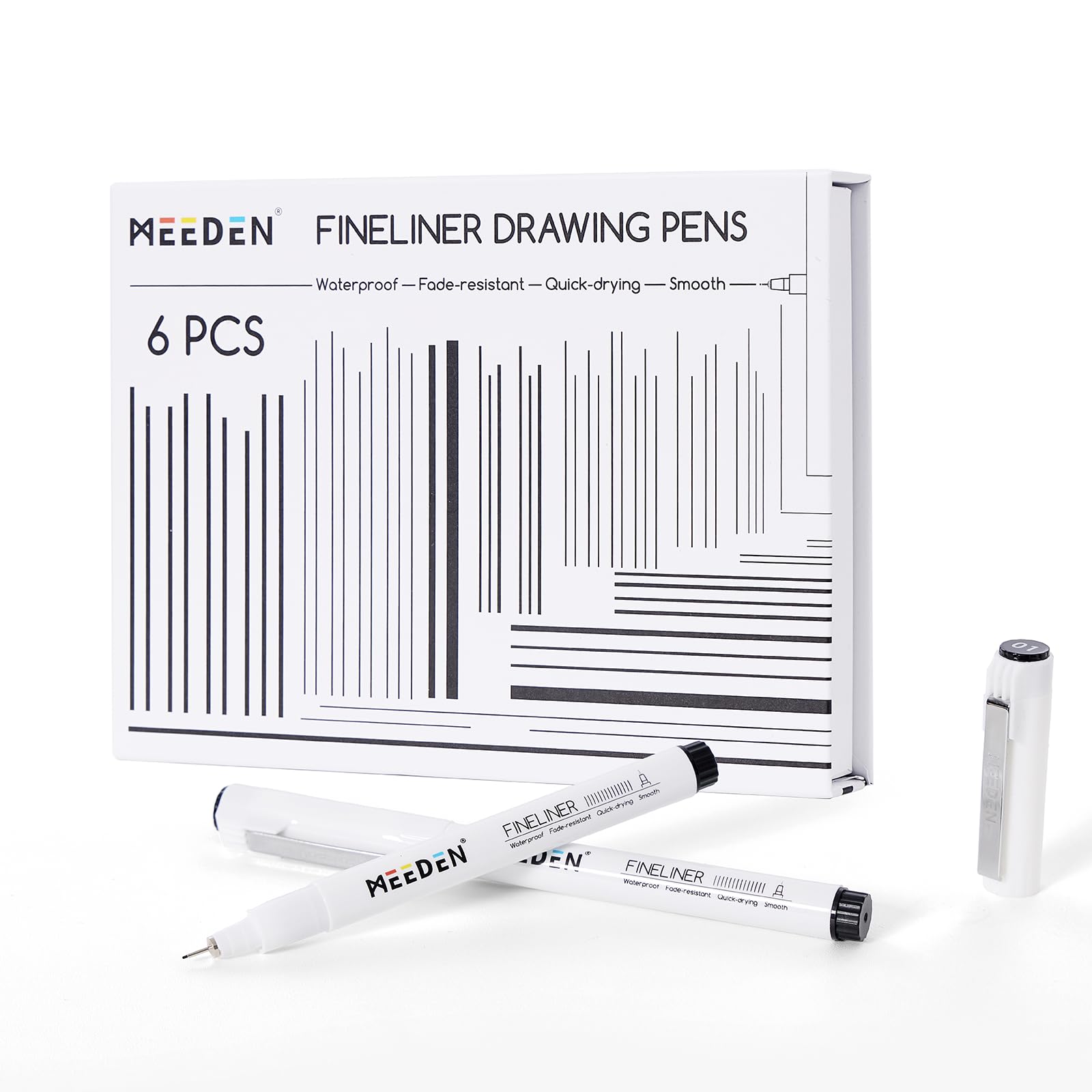 MEEDEN Micro Fineliner Drawing Pens: Fine Liner Pen 6 Pack, 0.1mm Black Waterproof Archival Ink for Technical Drawing, Sketching, Outlining, Illustration, Manga and Journaling