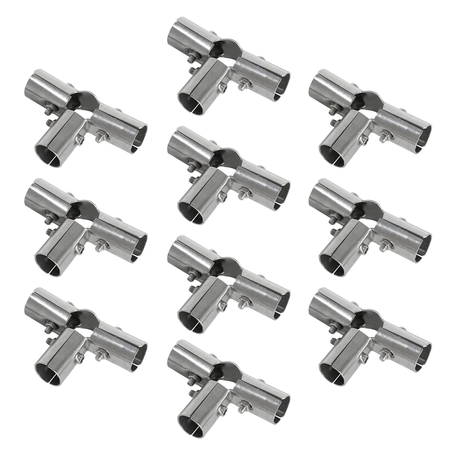 YTKavq Structural Pipe Connector,1" Stainless Steel 4 way Pipe Clamp Chain Link Fence Clamp,10 pack Corner Fitting End Rails Clamp Fit OD 25mm Tube,Thickness 1.8mm