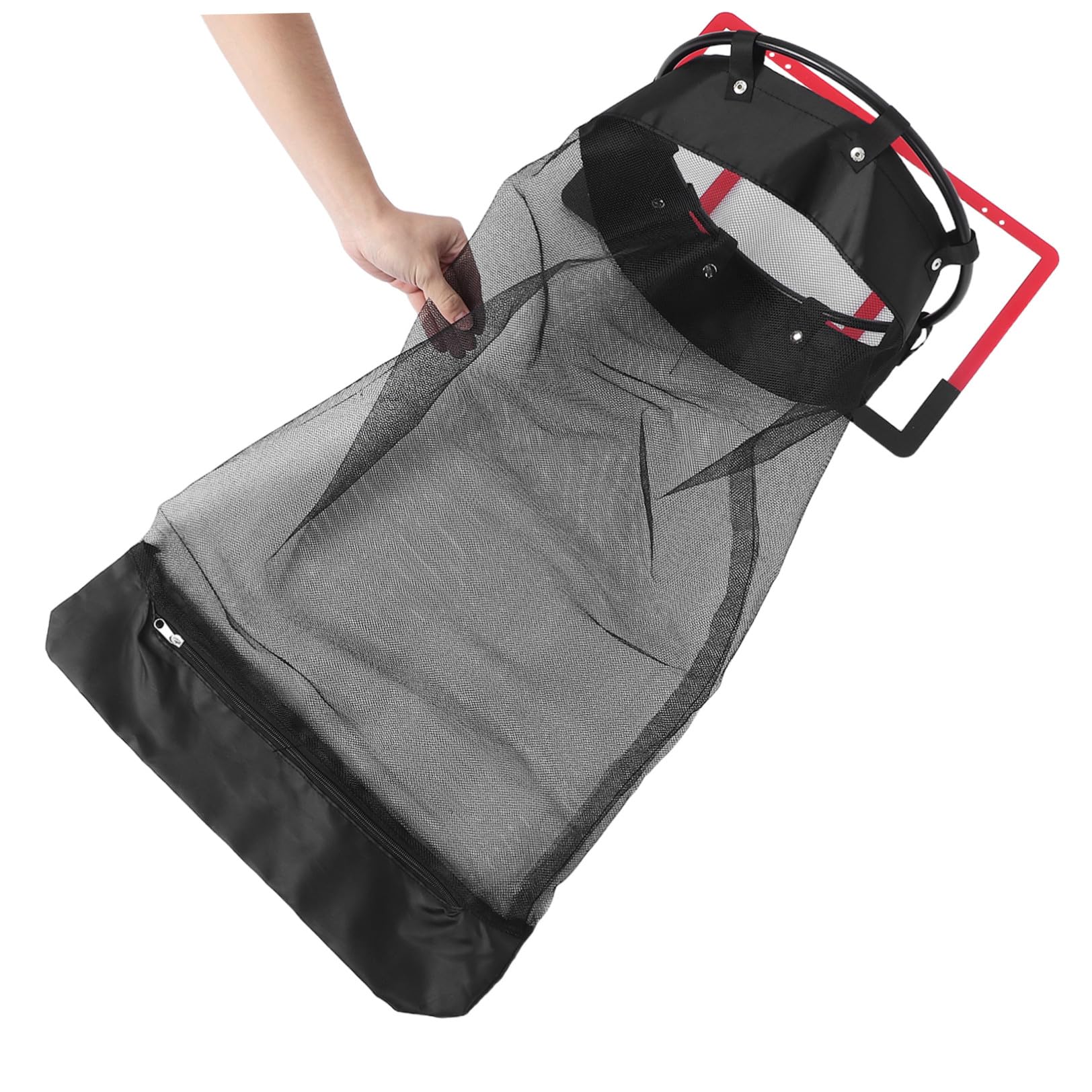 PRETYZOOM Basketball Platzsparend Roter mit Reißverschluss Wäschekorb und Universellen Haken Kunststoffnetz 106x40x33 Cm für Kinderzimmer und Studentenwohnheim