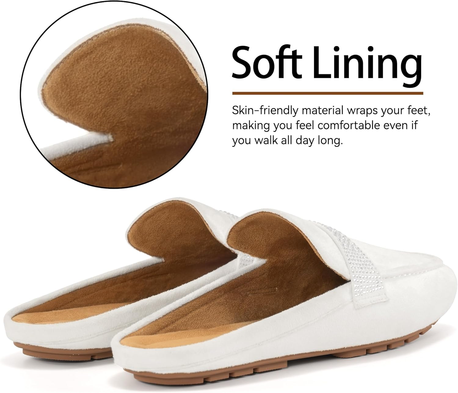 Almusen Mules for Women Comfortable Closed Toe Backless Loafers Slip on Flat Mule Casual Business Shoes Slides - Image 6