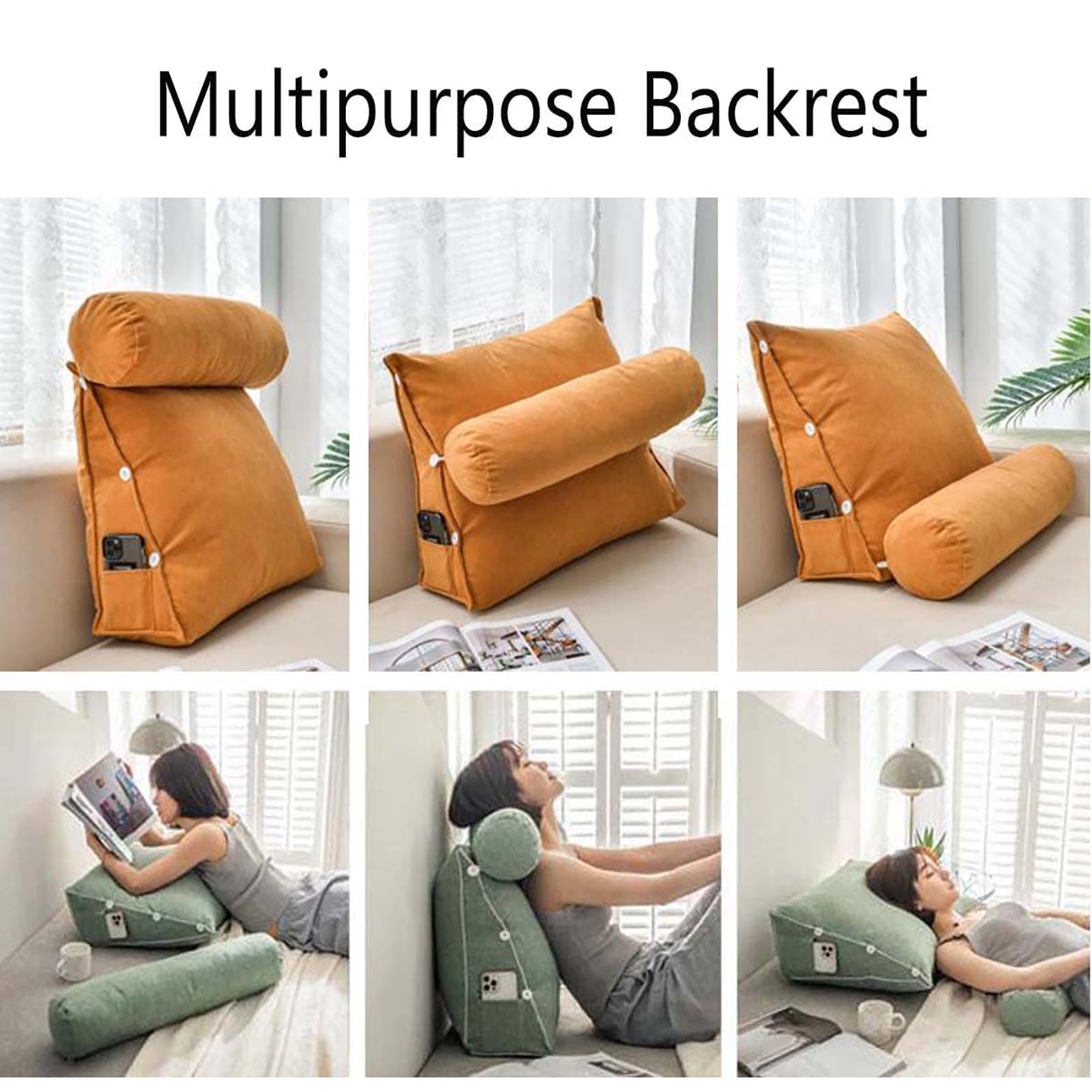 Respaldo De Lectura En CuñA, con Almohada Cervical Ajustable, AlmohadóN De Apoyo Lumbar, Cojines para Posicionar La Espalda, Funda De Chenilla ExtraíBle