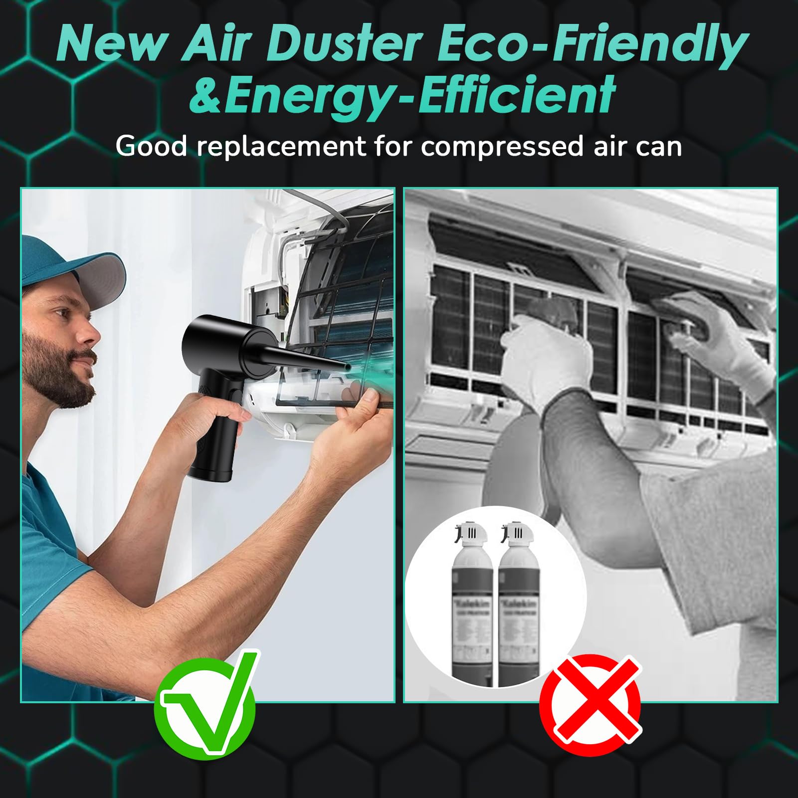Souffleur Air Comprimé Electrique,3 Vitesses 100000 RPM/min Dépoussiérants Puissants,6000 mAh Batterie avec lumière LED,Air Comprimé Nettoyage pour Ordinateur portable,Clavier,Climatiseur
