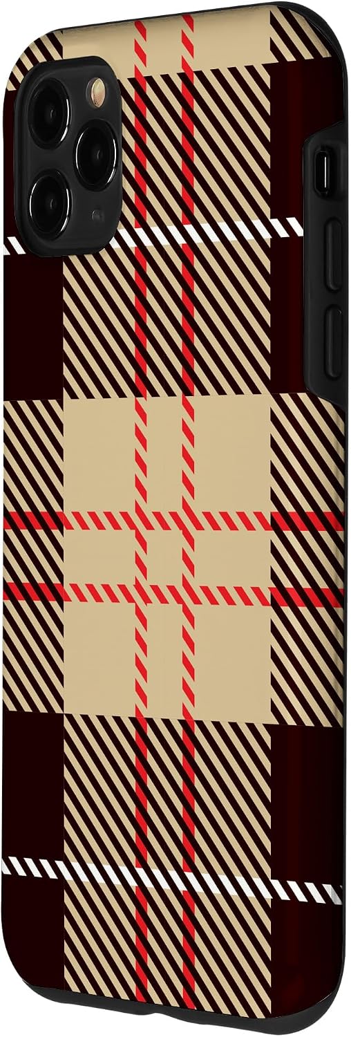 Tartan Plaid Tan Beige Red Black Fashion Case for iPhone 11 Pro Max