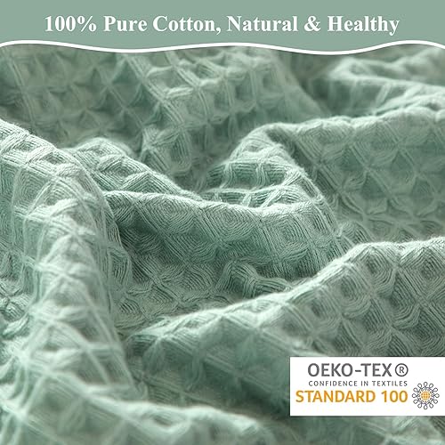 Miniatura 4 de AMWAN Toallas de baño verdes de algodón de lujo, toallas de baño extra grandes de alta absorción, toalla de ducha de teñido rápido, toalla corporal