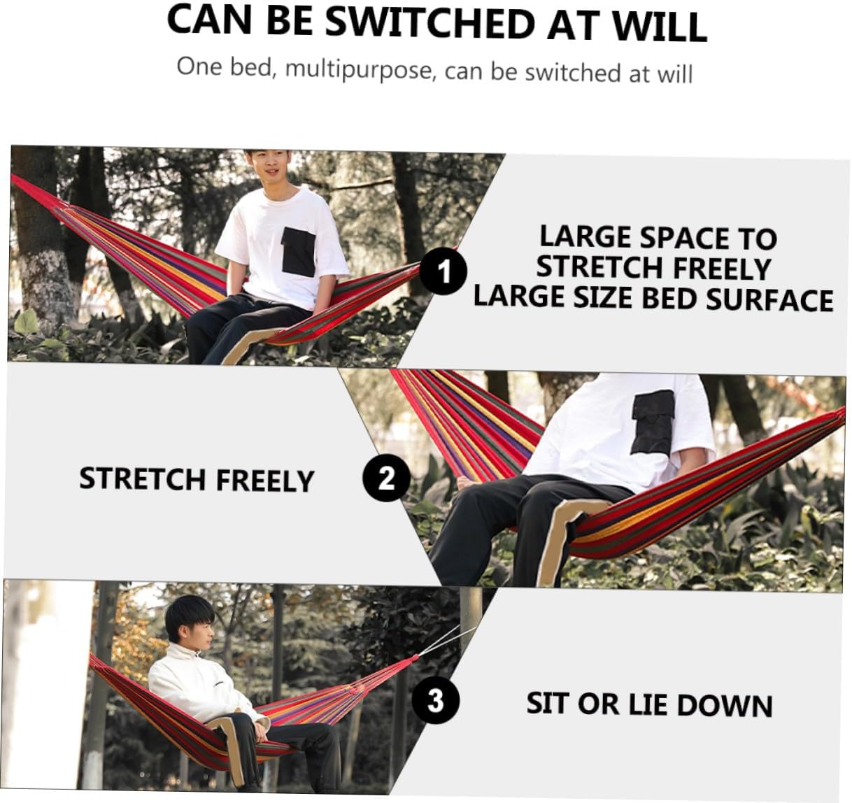 Single Camping Hammock Anti-Rollover Breathable Canvas Swing Chair Red for Outdoor Garden Leisure and Summer Party Use