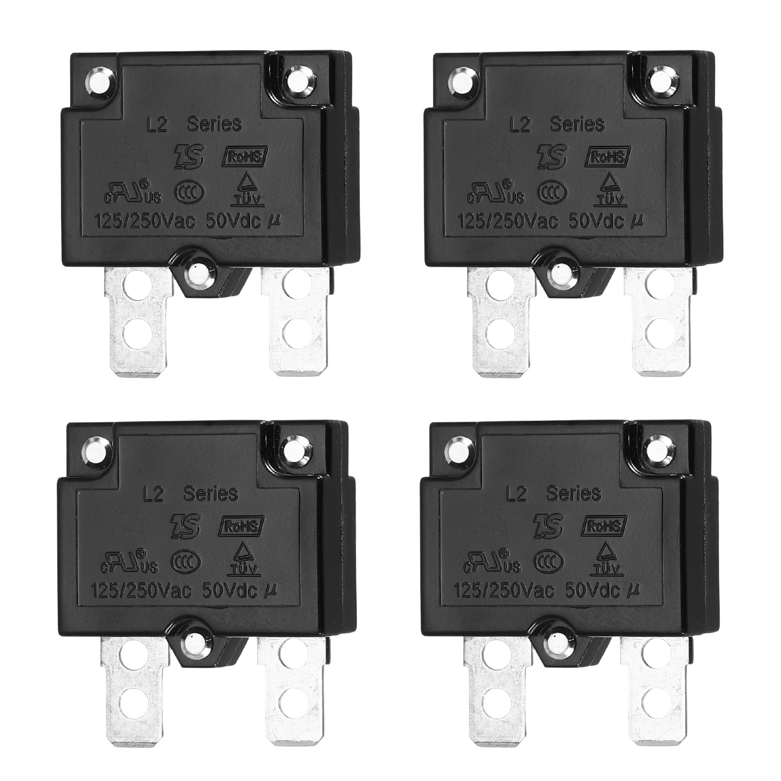 sourcing map 4 Pcs 3Amp Push Button Circuit Breaker,125/250V AC 50V DC Automatic Reset Thermal Overload Protector Thermal Circuit Breaker for Industrial Auto Cars
