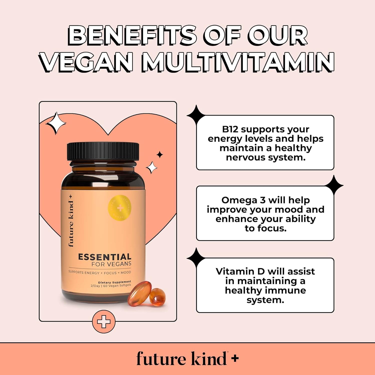 Future Kind Multivitamin Bundle - Vegan Complete Multivitamin and Vegan Essential Multivitamin - Vegan Vitamin B12, Omega 3, and Vitamin D3 - Complete Multivitamin, 42 Vitamins in 1 for Men and Women