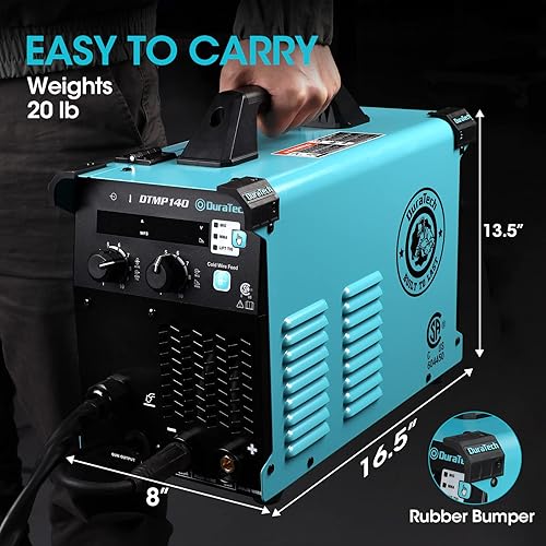 Miniatura 6 de DURATECH Soldador MIG de 140 amperios, soldador de núcleo de flujo de 120 V, kit de soldadura MIGLift TIGStick 3 en 1 con alimentación de alambre