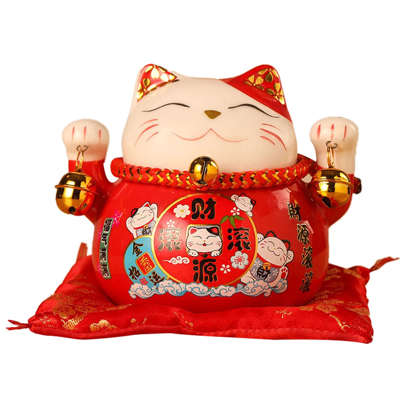 Maneki Neko chat chanceux tirelire en céramique de 4,5 pouces, le cadeau de vœux idéal
