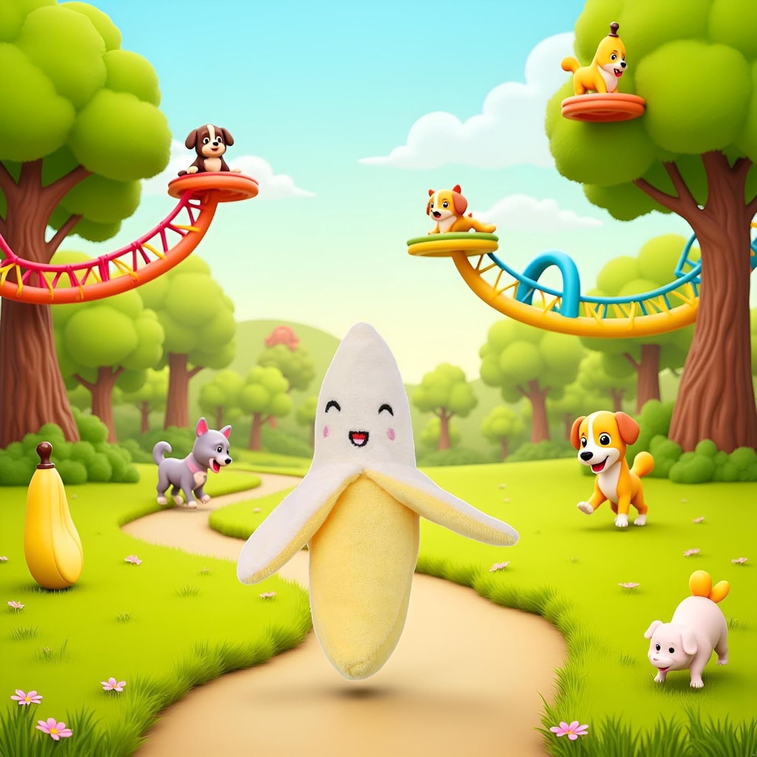 Hehglng Yellow Banana Squeeze Squeaker Puppy Dog Toys, Plush Dog Chew Toys Dog Squeak Puppy,Dog Toys to Keep Them Busy - Image 4