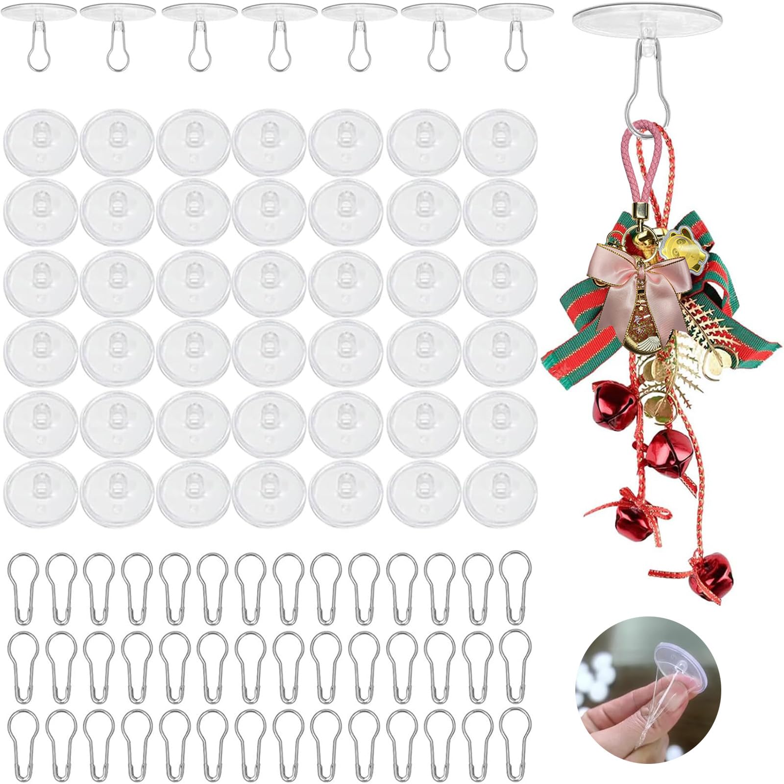 50 Stück 3CM Transparente Deckenhaken Selbstklebend, Deckenhaken Ohne Bohren, Klebehaken Extra Stark, Geeignet Für Halloween Weihnachtstag Dekoration, Küchen, Bäder, Wände, Türen Und Decken