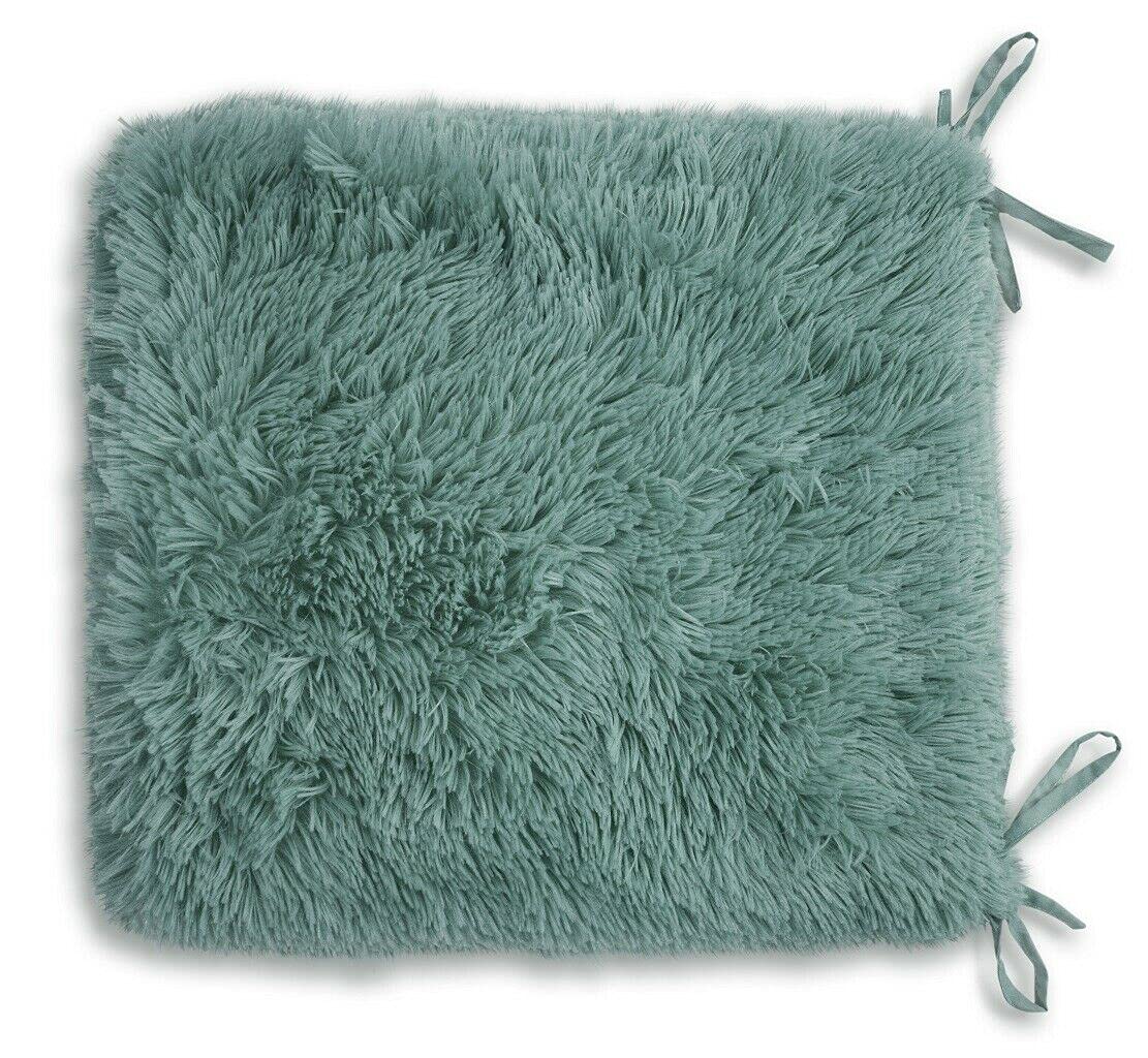 Nightzone Teal Teddy Fleece Chair Pads Soft & Snug Fur With Reversible Plain Sherpa Teddy Fleece Seat Pads Removable Dining Garden Chair Cushion Luxury Super Soft Fluffy Fur Seat Pads With Ties Backs (4, )