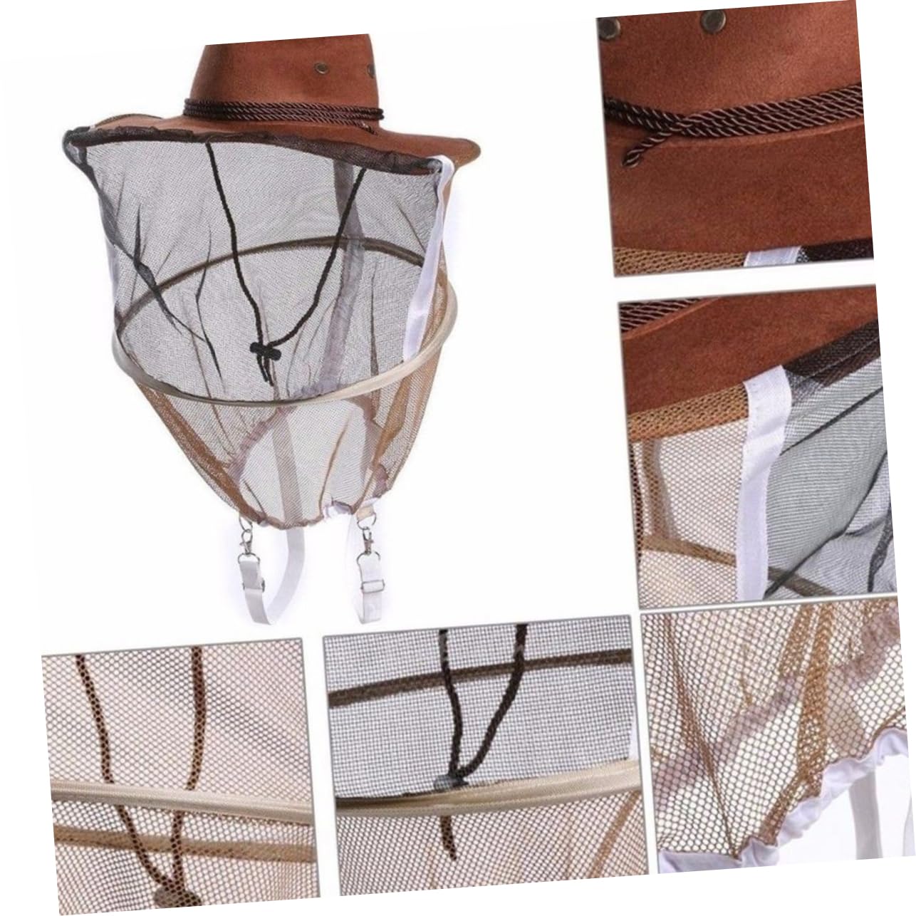 Hemobllo Cappello da Apicoltore e Guanti in Pecora di Pelle in Denim con Protettivo Confortevole 3 Pezzi Set con Zip e Protezione Api per Escursioni
