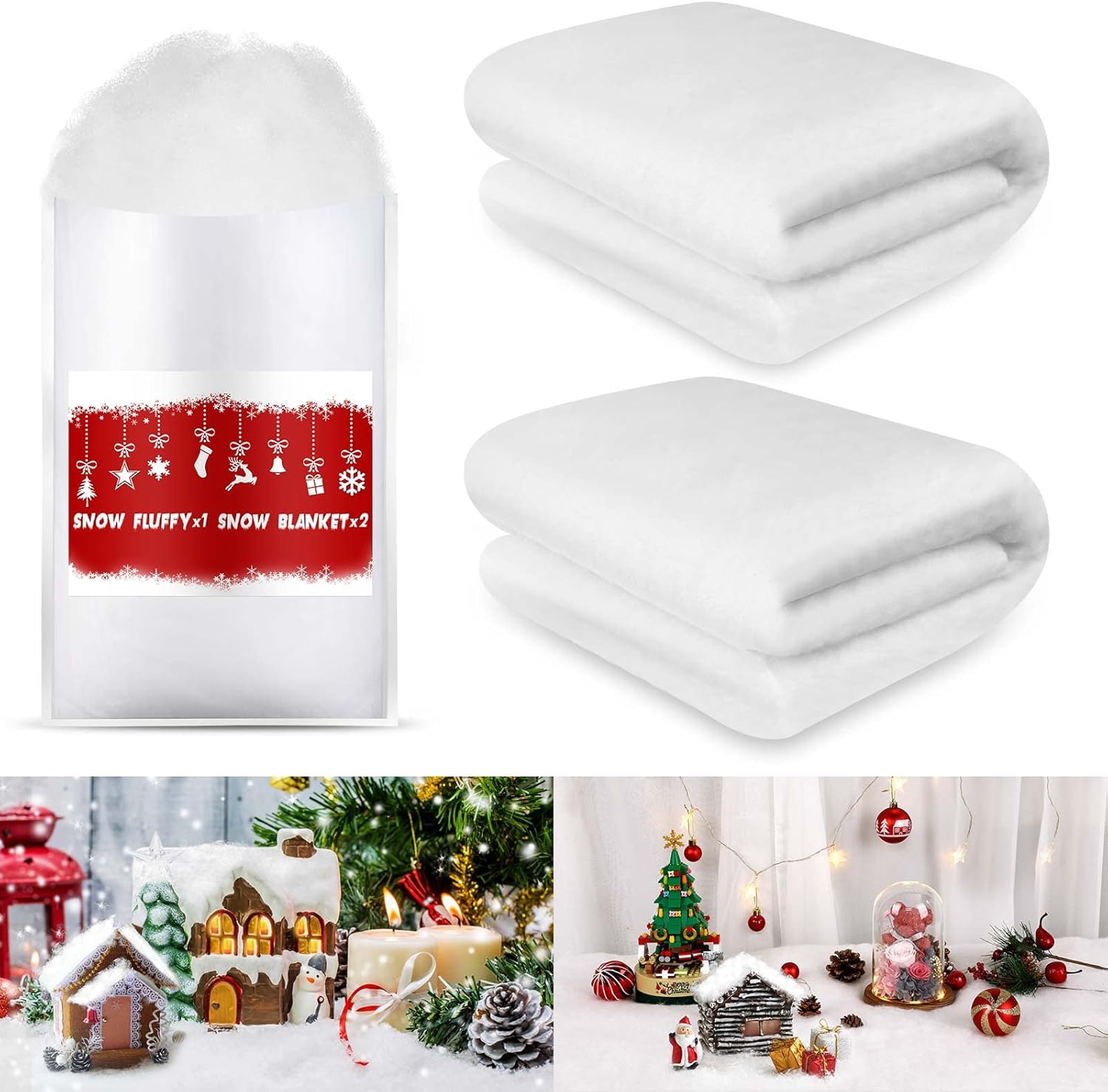 BESTEEL 2 Pack Christmas Snow Roll 3 Foot X 8 Foot