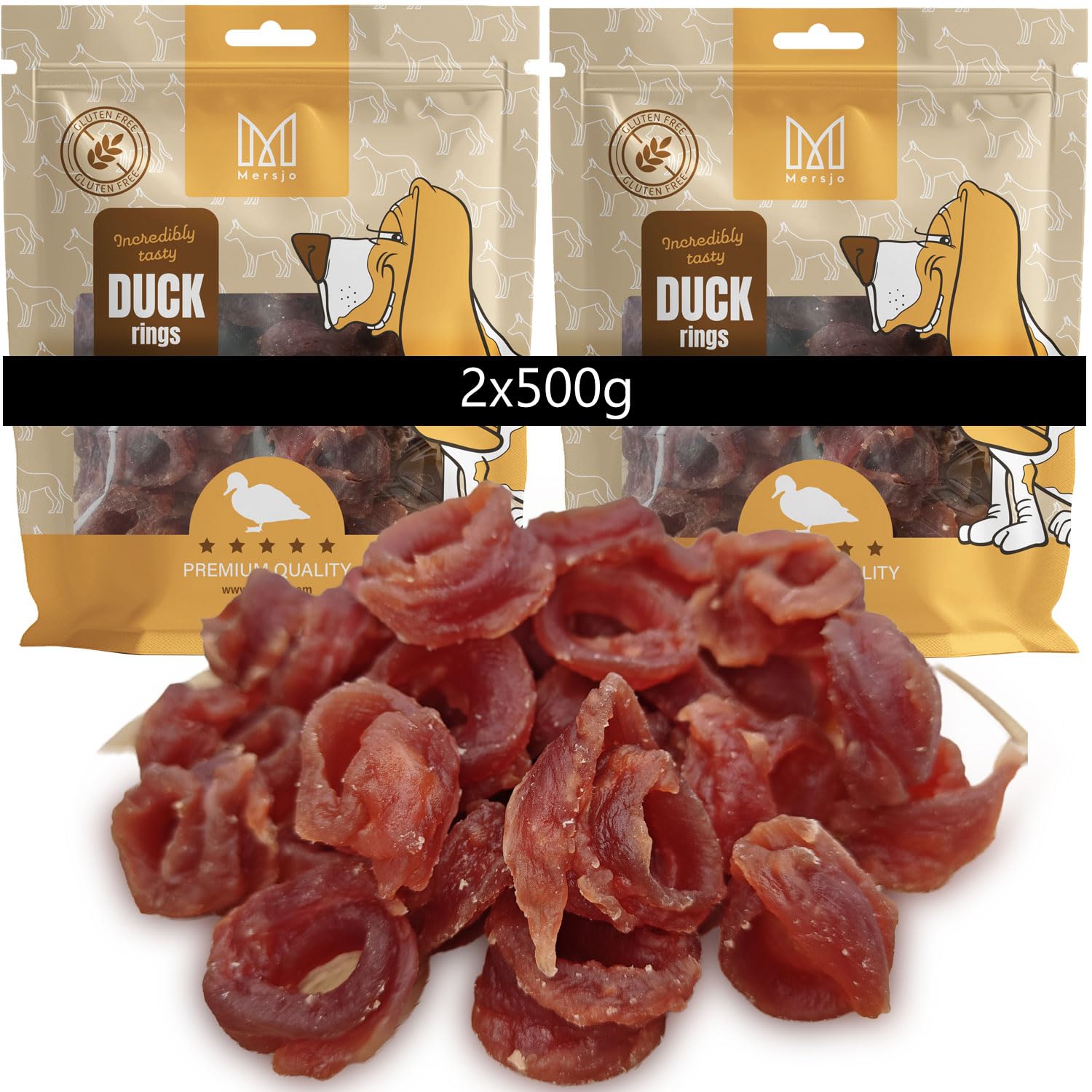 Golosinas para perros, 95% carne de pato, sin cereales, 2 x 500 g