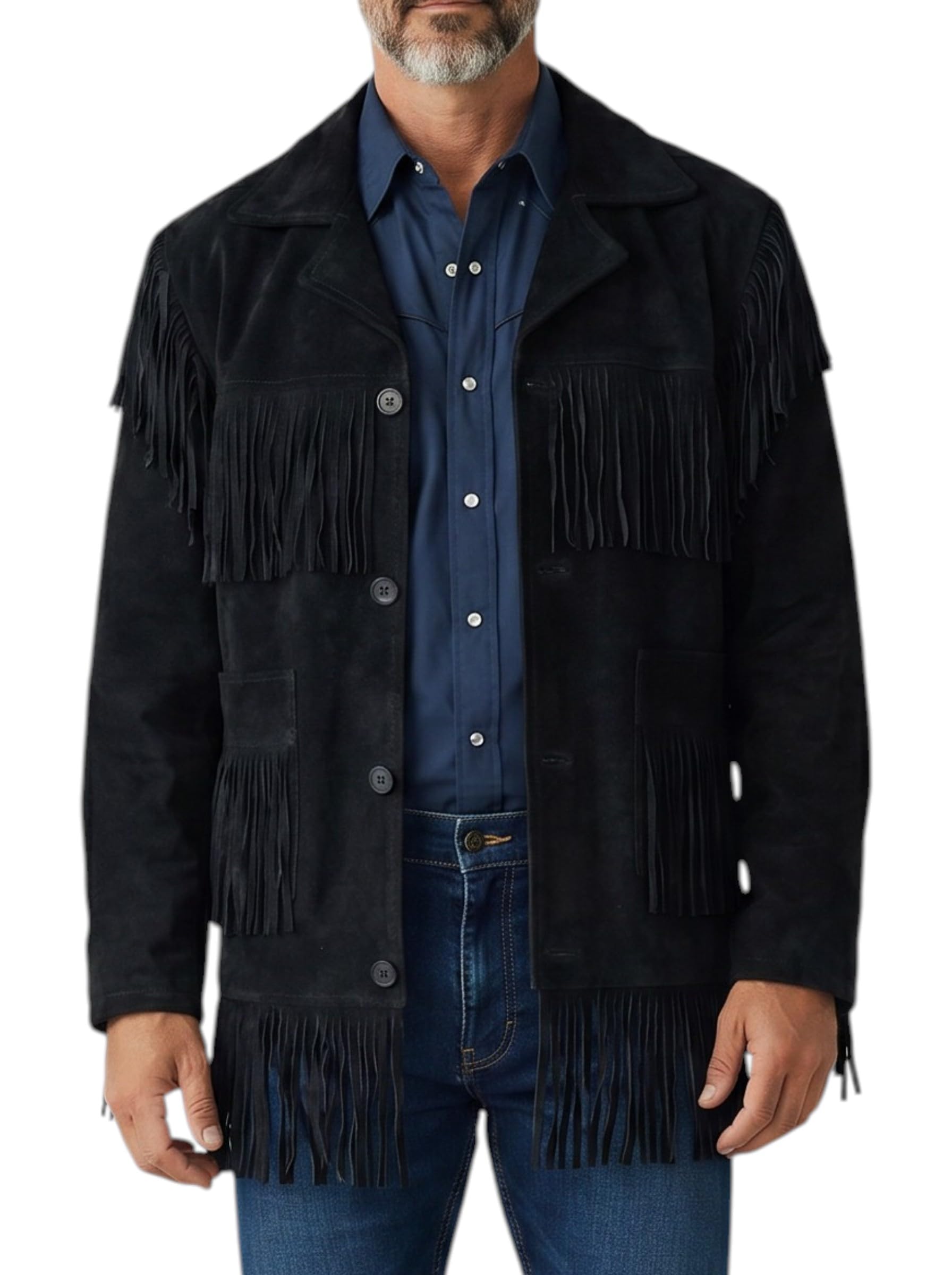 Men’s Suede Fringe Jacket Western Cowboy Style