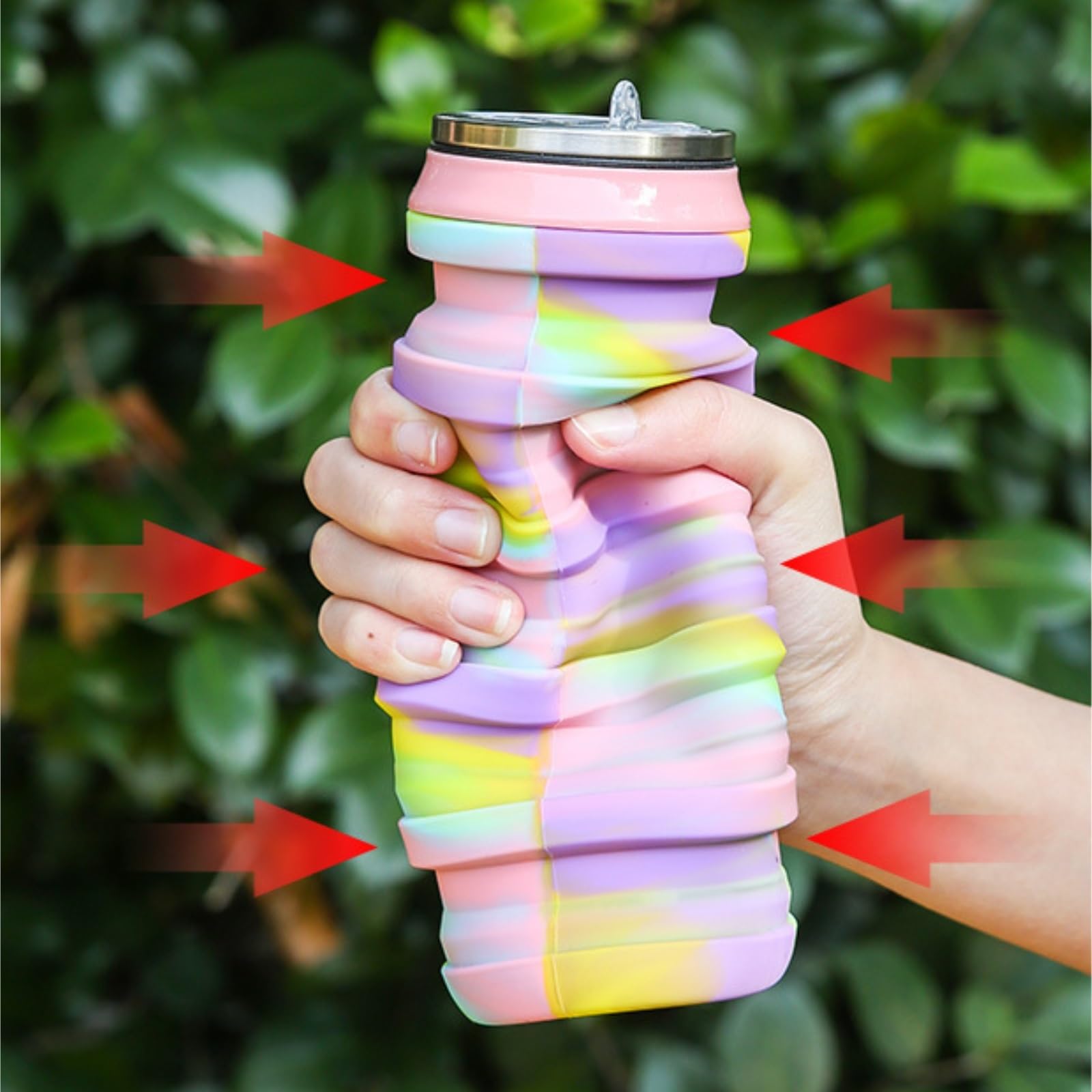 Trinkflasche Wasserflasche Faltbarer Silikon-Wasserbecher For Den Außenbereich, Kreative Dosen-förmige Teleskop-Wasserflasche Trinkflasche Fitness(G)