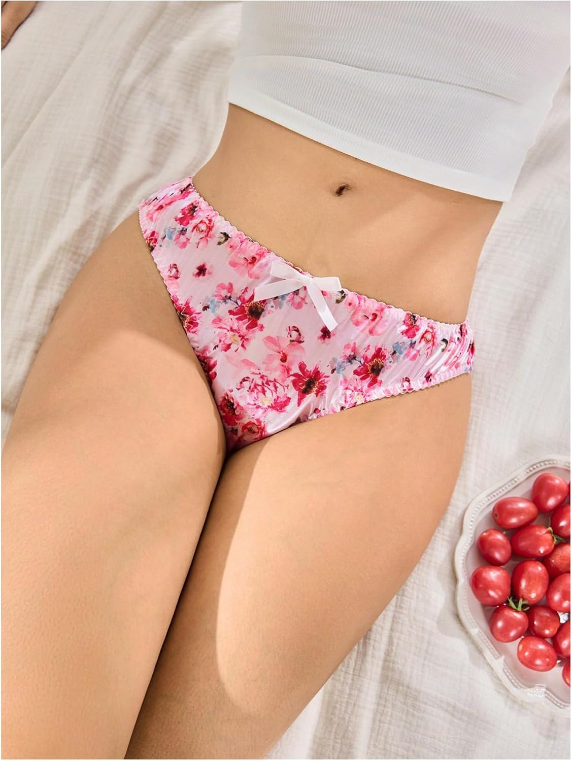 SHENHE Women's Bikini Underwear Cute Floral Bow Panty Low Rise Breathable Coquette Underwear - Image 3