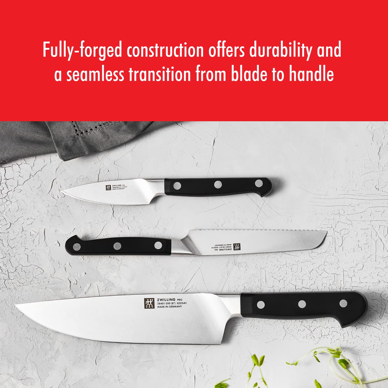 ZWILLING Pro - Juego de cuchillos (10 piezas, con barra magnética de acero inoxidable de 44,5 cm)