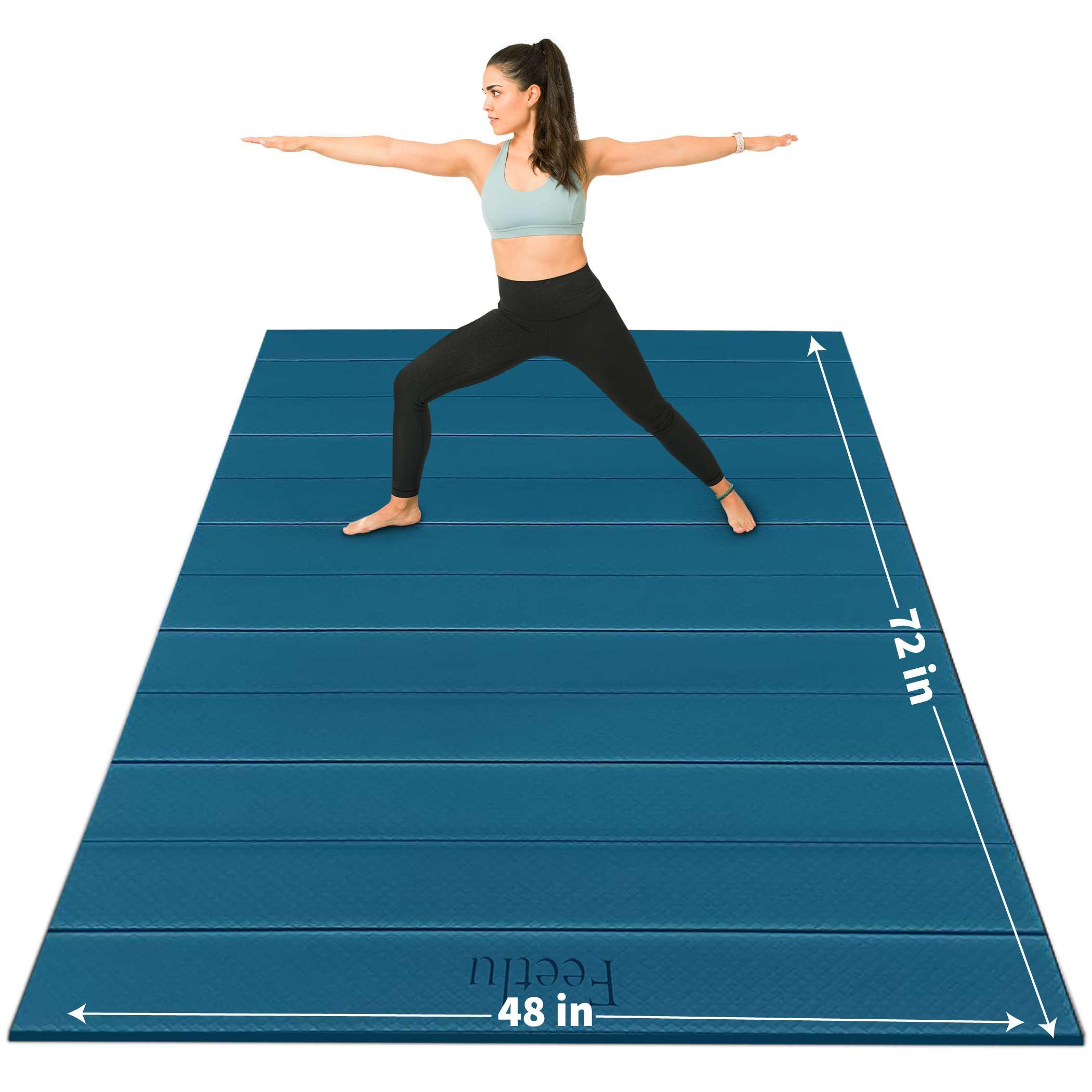 Feetlu Foldable Wide & Large Yoga Mat – Cushioned, Compact & Easy to Store | 6mm & 8mm Thick | For Home, Gym, Travel, Yoga, Pilates & Floor Exercises