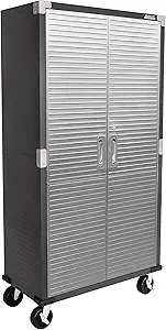 Seville Classics UltraHD Solid Steel Rolling Lockable Metal Storage Cabinet Locker Organizer, w/Adjustable Shelves for Garage, Warehouse, Office, Classroom, Graphite, 36" W x 18" D x 72" H