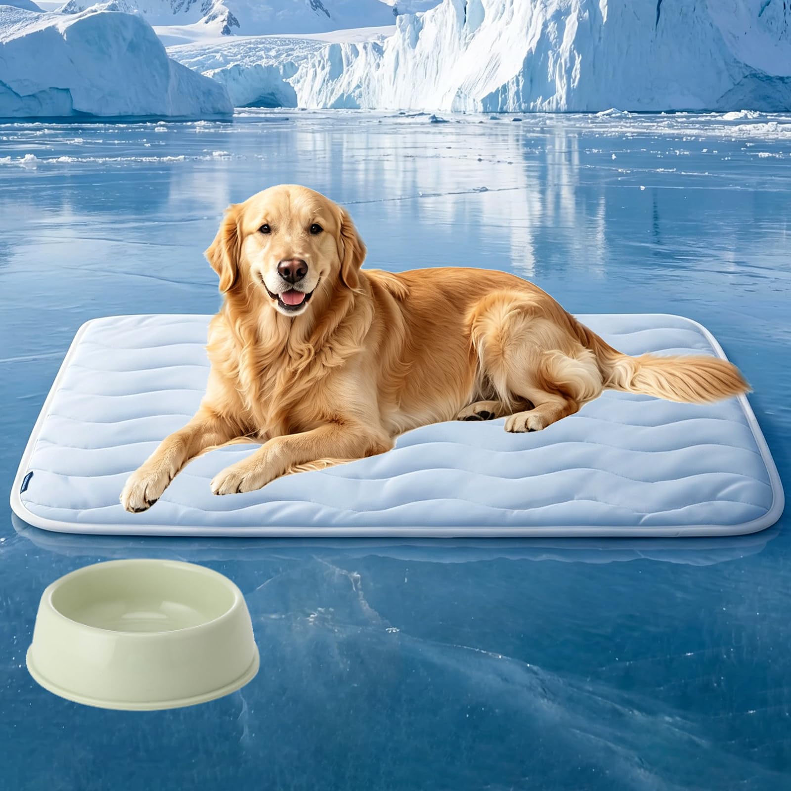 Dog Cooling Mat, Durable Cool Pad for Dogs, Portable Self Cooling Bed for Dogs & Cat, Non-Slip Washable, Large Cold blanket for Pet, for Crate,Car,Indoor&Outdoor,Travel Summer (Blue, M-35.8×22.8in)