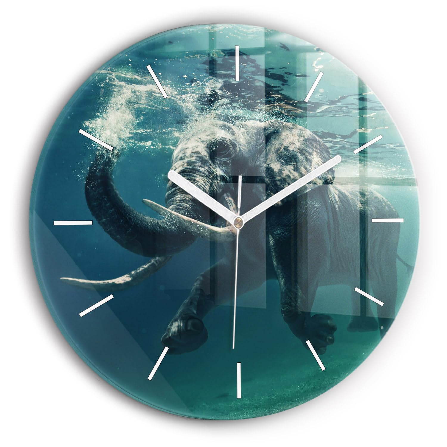 Horloge en Verre Qualité Supérieure Cadran Lumineux Éléphant Wallfluent