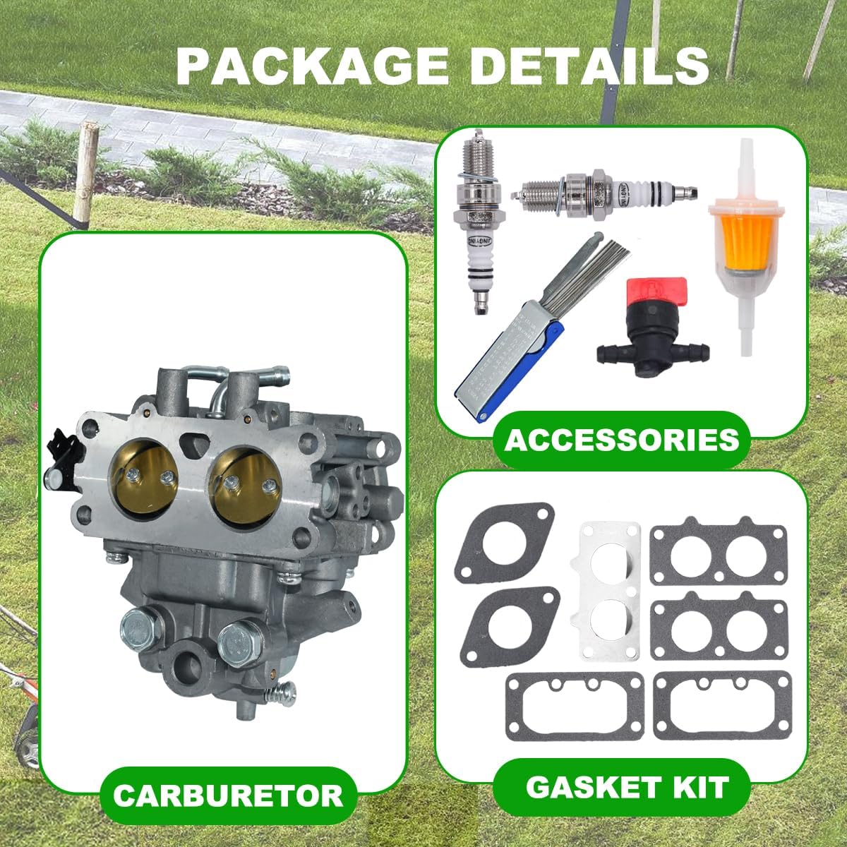 15003-7077 15003-7041 Carburetor Fit for Kawasaki FH601V 4 Stroke 19 hp Engine Carb with Gaskets