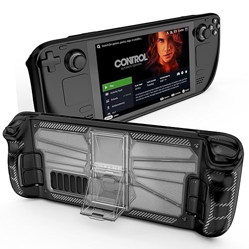 Adjustable Kickstand Protective Case for Steam Deck, Mensican TPU PC Cover Protector with Stand Base, Shock-Absorption, Non-Slip and Anti-Scratch