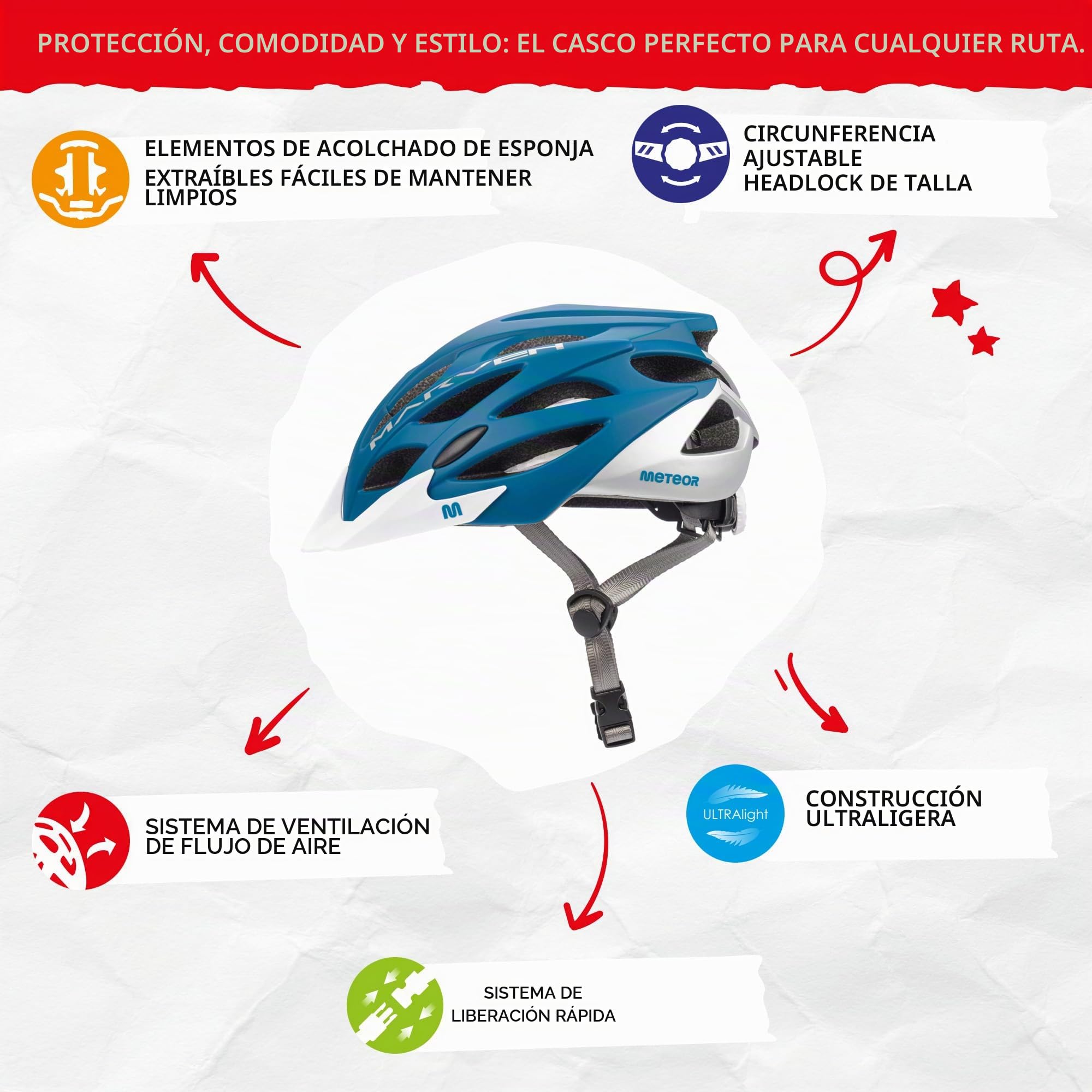 Casco Bicicleta - Helmet Ciclismo para Jóvenes y Adulto - Bicicleta Patineta Skate Patines Monopatines - Bici Accesorios - Marven