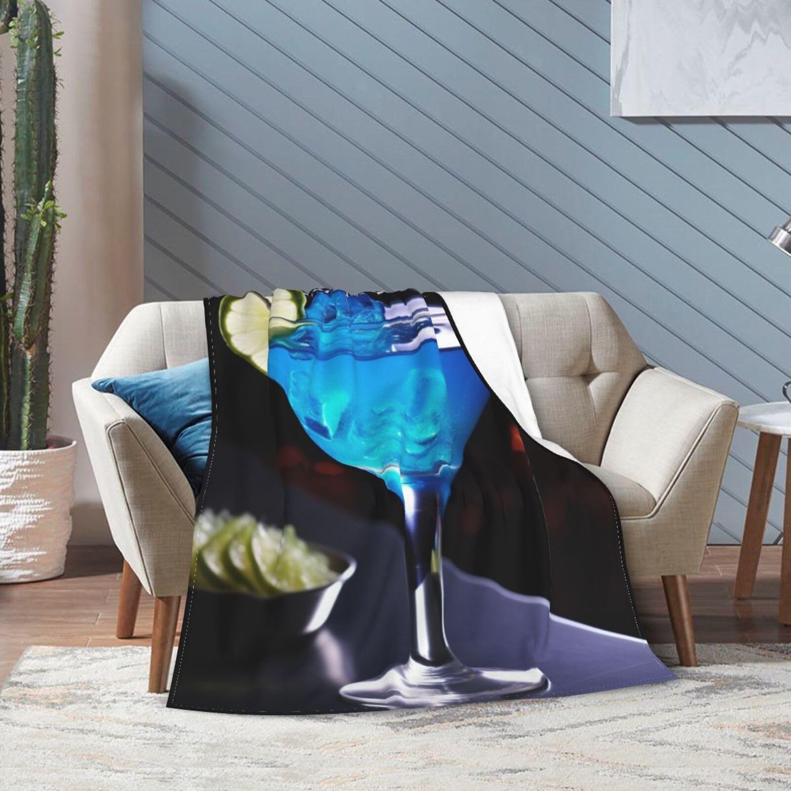 Couverture micro ultra douce bleu 203x152 cm pour lit et canapé