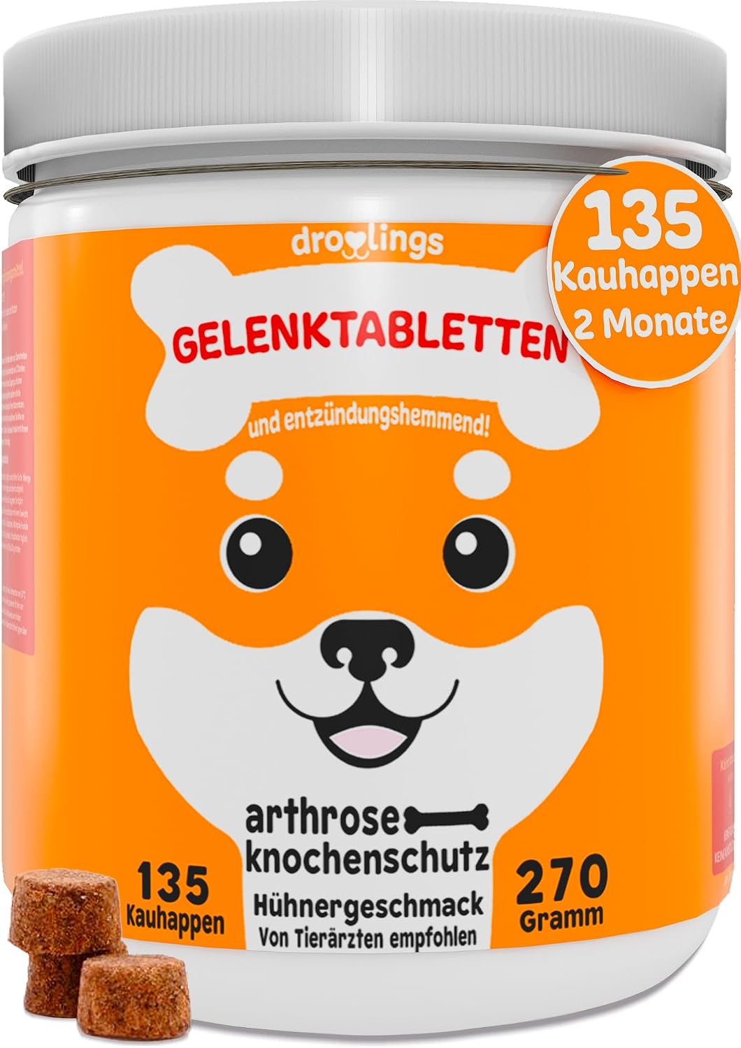 Joint Tablets Dog 135 Chewing Sticks with Green-Lipped Mussel Devil's Claw and Glucosamine 100% Natural for Joints Bone Protection for Osteoarthritis