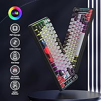 Vista 4 de Fogruaden Teclado mecánico con cable al 75%, montaje de junta intercambiable en caliente con interruptor rojo, retroiluminación RGB de 82 teclas