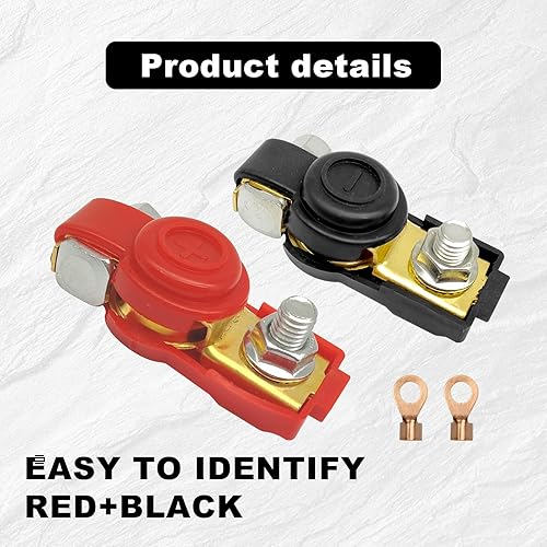 Miniatura 4 de Kit de conectores de terminal de batería de automóvil, conectores de terminales de batería duraderos y ajustables, cobre puro, positivo, negativo,