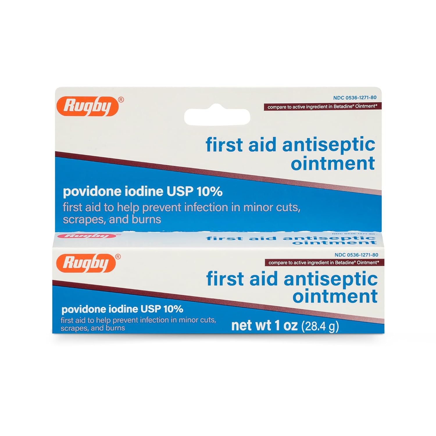 Rugby First Aid Antiseptic Ointment Povidone Iodine USP 10 Topical Solution Helps Prevent Infection in Minor Cuts Scrapes