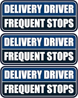 3 PCS Delivery Driver Car Magnet, Frequent Stops Car Magnet Delivery Magnetic Car Door and Bumper Sign, High Reflective Waterproof Weather-Resistant Blue/Black