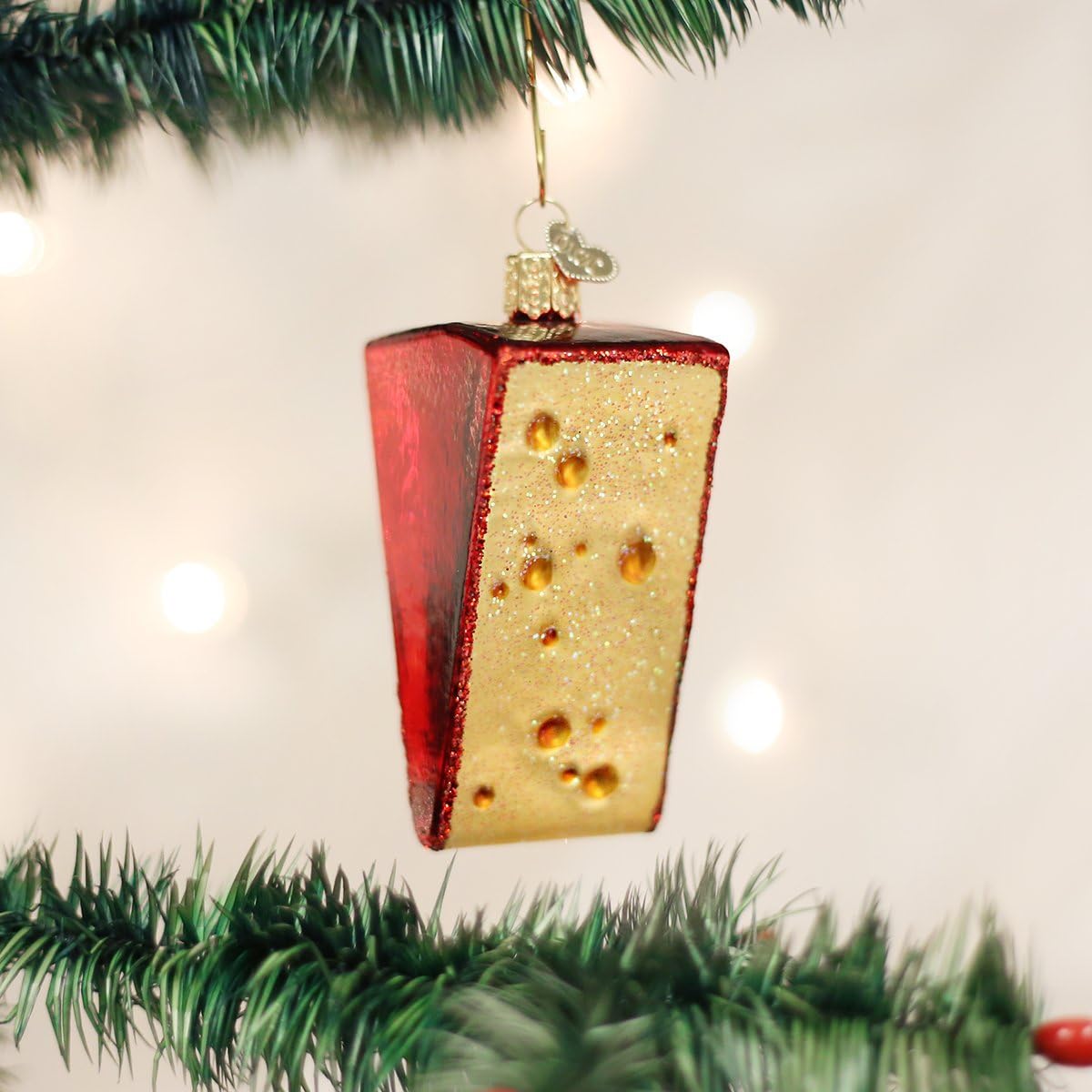 Old World Christmas Cheese Wedge Glass Blown Ornament for Christmas Tree, Handcrafted Holiday Decoration, Food Collection - Image 2