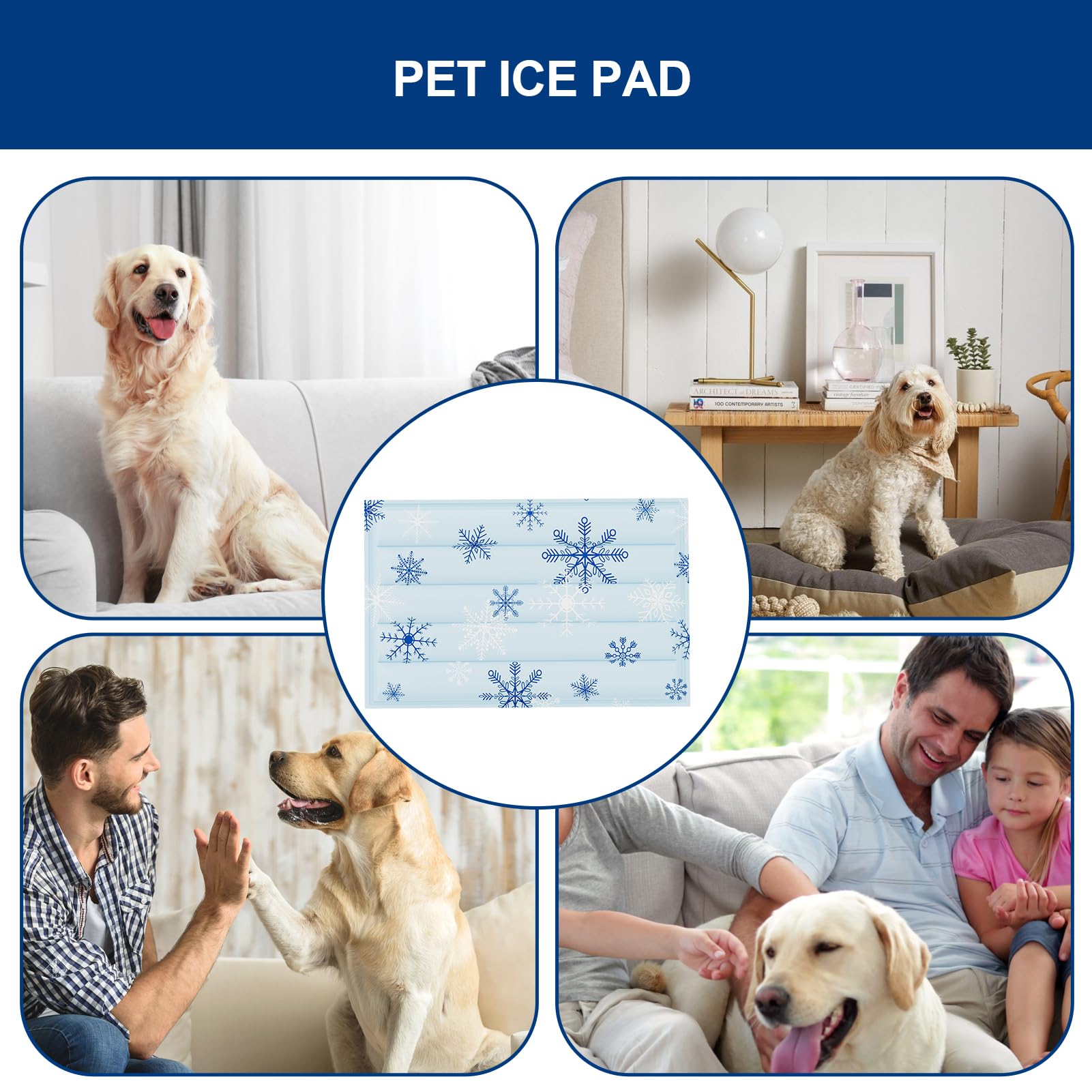 Tappetino per cani autoraffreddante – Tappetino refrigerante per animali domestici in tessuto composito PVC con ghiaccio morbido, cuscino impermeabile anti-pelucchi per cani e gatti, tappetino