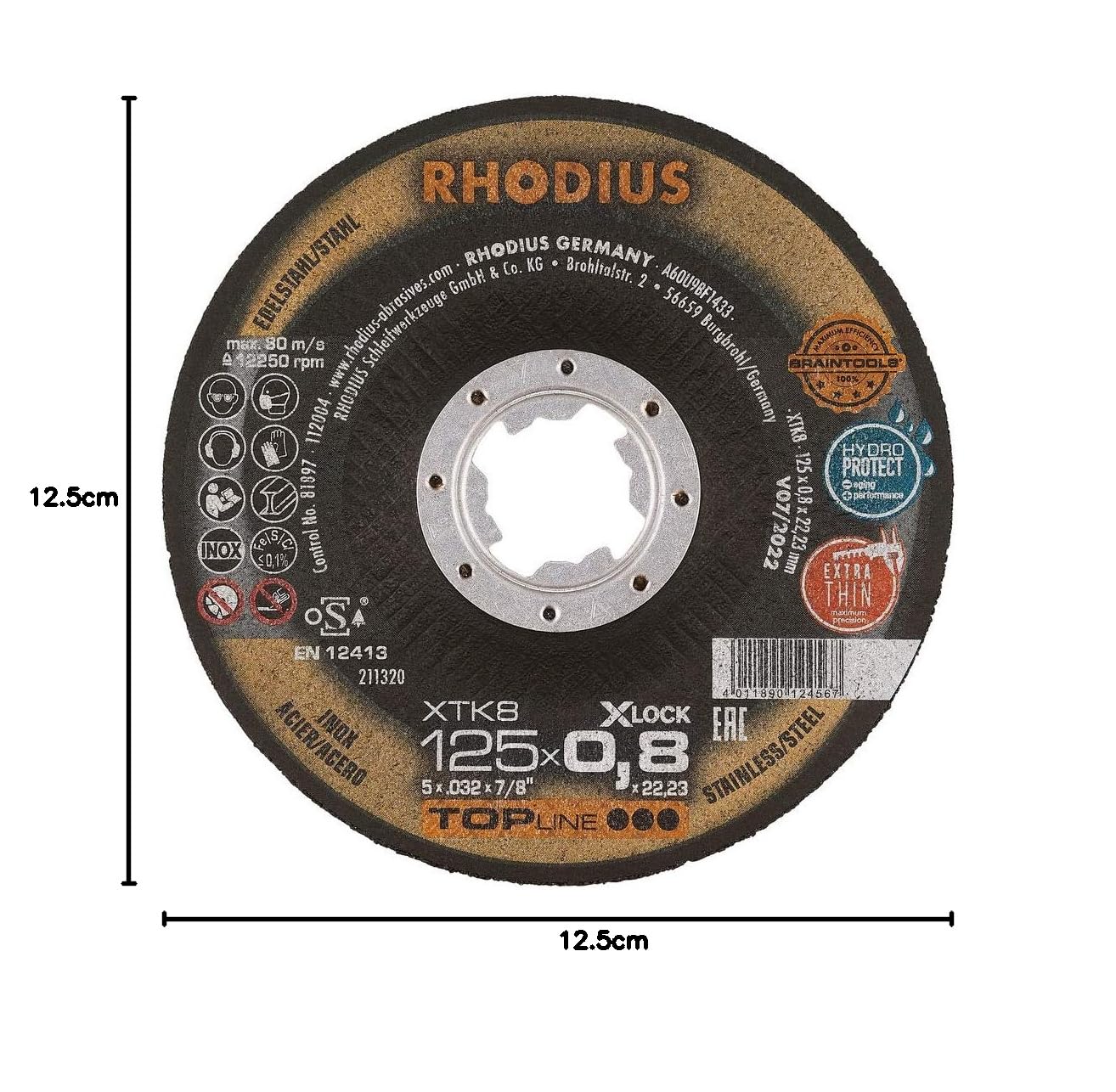 Disco de corte extrafino XTK8 EXACT X-LOCK, 125 x 0,8 x 22,23, VE: 25