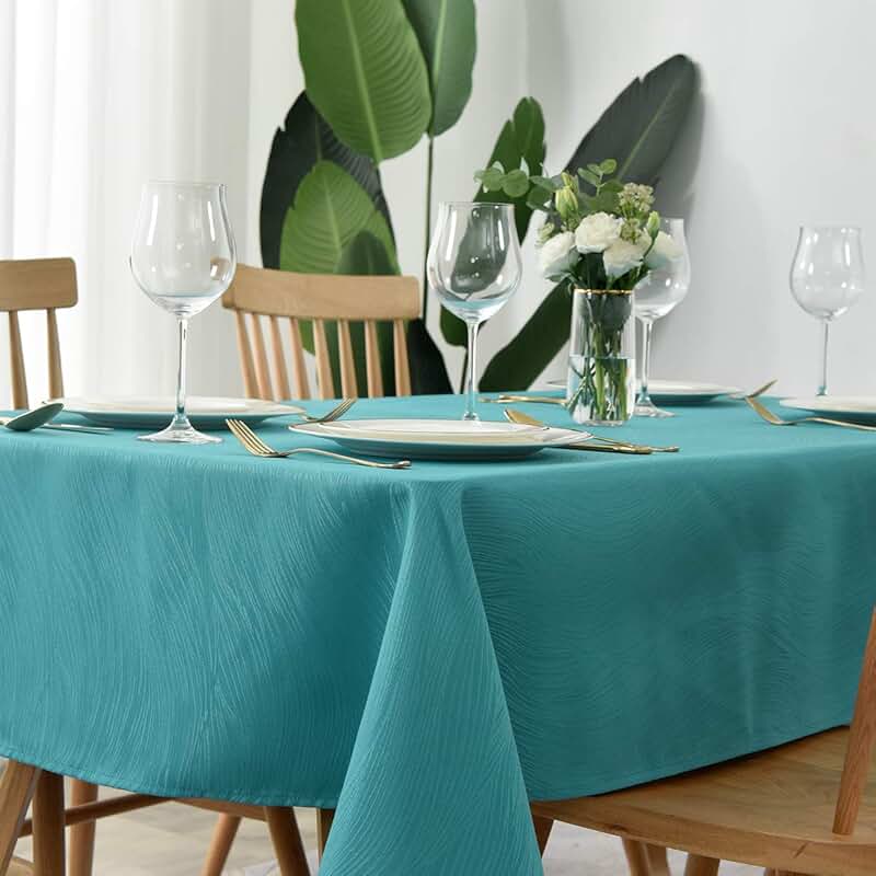 teal tablecloth