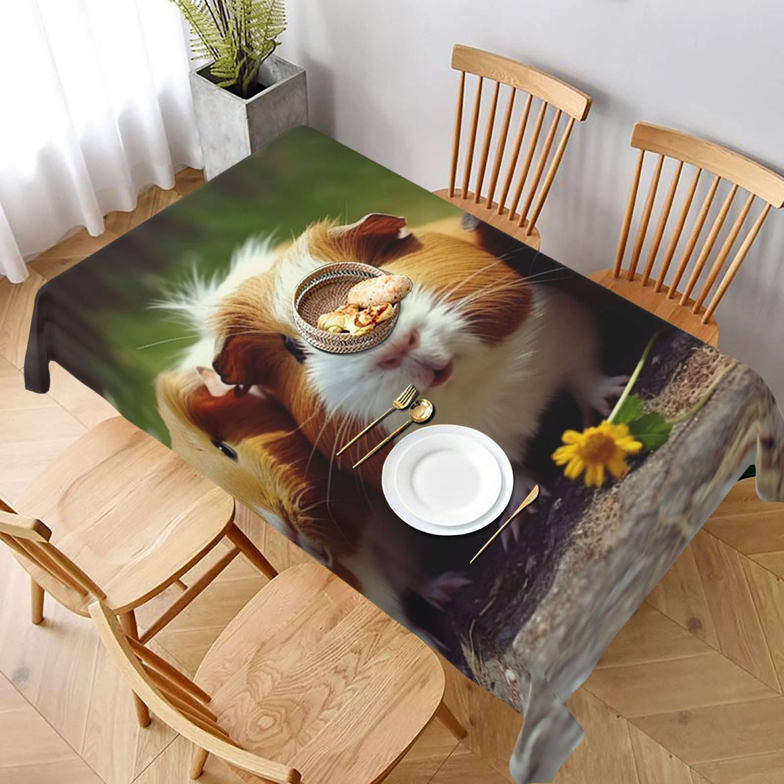 MXDLKSWPOH Table Cloths for Rectangle Tables 152x228 cm Waterproof Farmhouse Table Cloth Guinea Pigs Funny Tablecloths Washable Wrinkle Free Table Cover for Dining Table Weddings Events Party Buffet