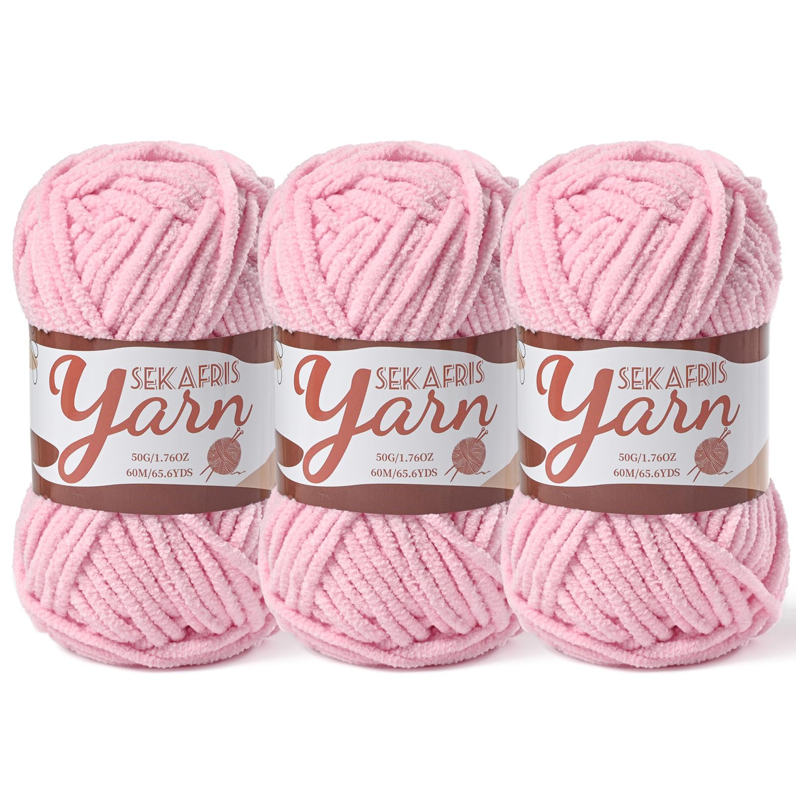 Chenille Yarn for Crocheting Crochet Pink Yarn 3 Pack