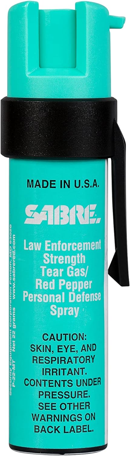 Sabre 3-in-1 Compact Defense Spray – Pepper Spray, Tear Gas & UV Dye, Max Police Strength, Belt Clip for Quick Access, 4X Longer Spray Time (Up to 13 Seconds), 0.67 fl oz, Secure & Easy Safety